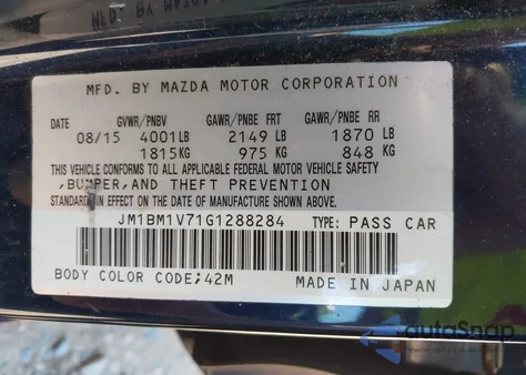 2016 Mazda Mazda3 I Touring z USA, uszkodzony, nr VIN JM1BM1V71G1288284